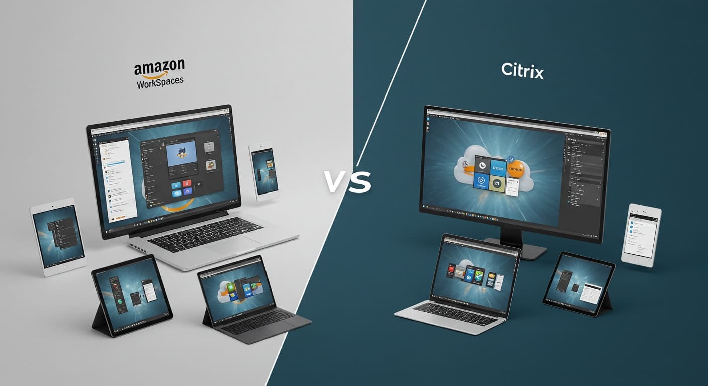 Amazon WorkSpaces vs Citrix virtual desktops compared across multiple devices and platforms