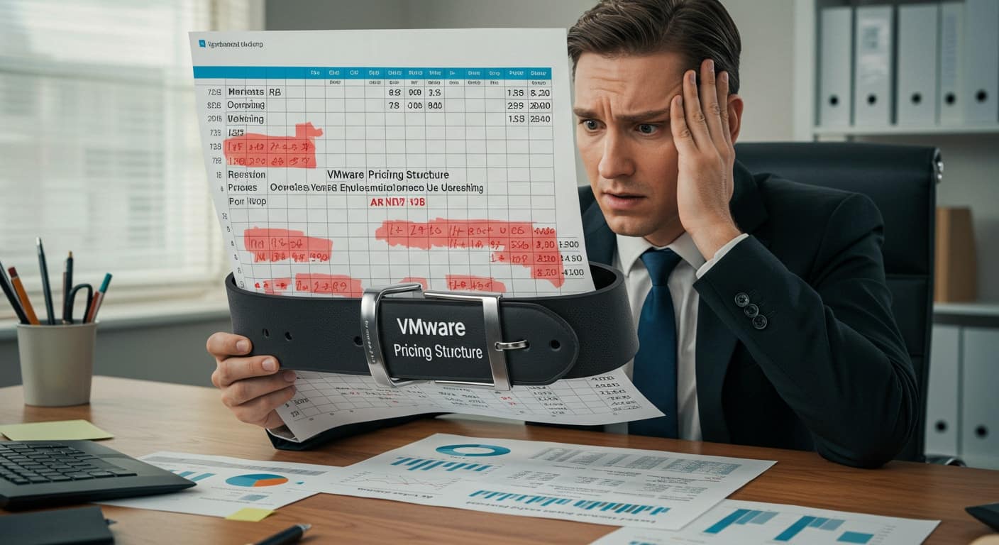 Frustrated user reacting to rising VMware pricing and restrictive licensing terms, highlighting budget pressure.