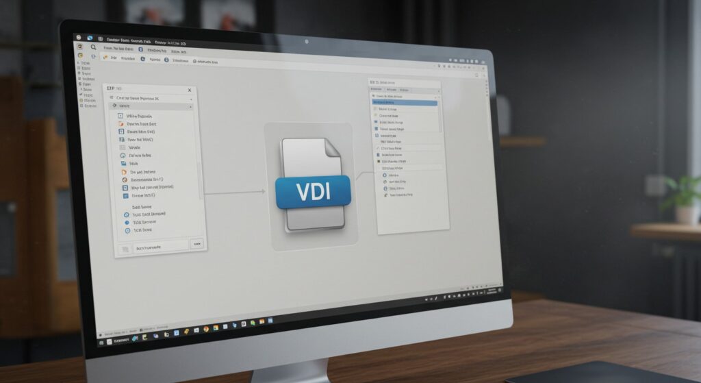 User browsing contents of a VDI file through file explorer on a desktop, illustrating virtual disk access outside a VM.