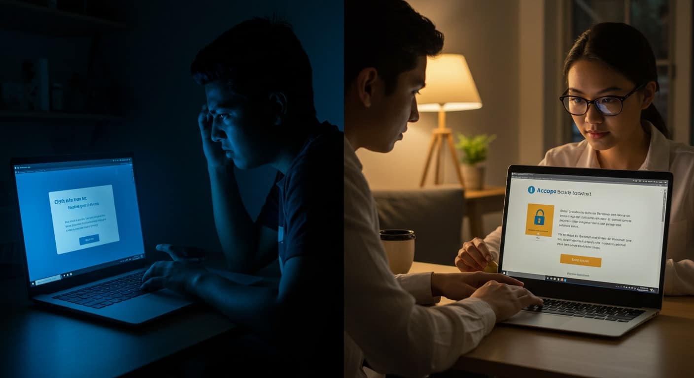 Accops vs Citrix user experience during lockout, showing clear Accops messaging versus generic Citrix error.