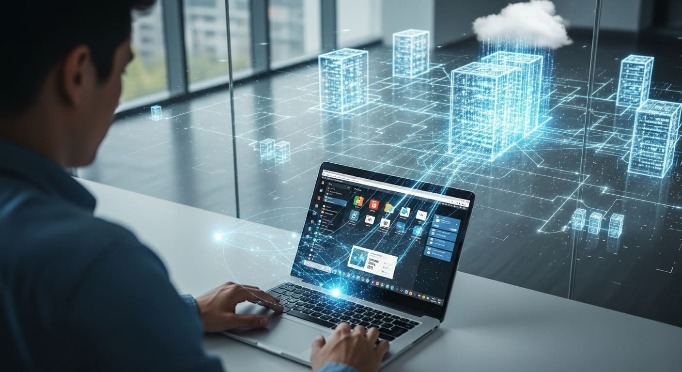 Professional accessing cloud-hosted virtual desktops through Citrix VDI architecture for secure and efficient performance
