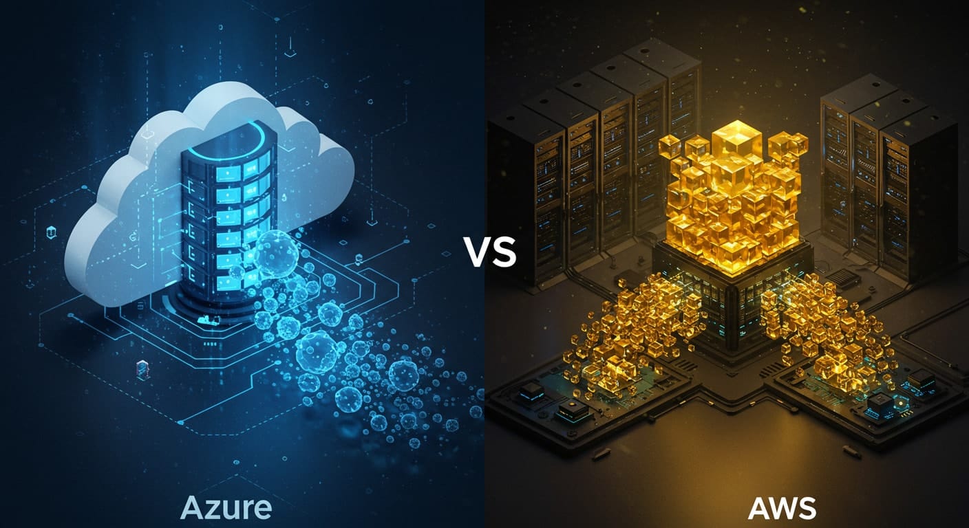 Visual comparison of cloud infrastructure, highlighting Azure vs AWS storage and compute solutions.