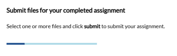 progress bar displays as assignment is being submitted